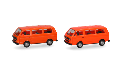 VW 2er Set: T3 Bu orange Herpa MiniKit 1:87