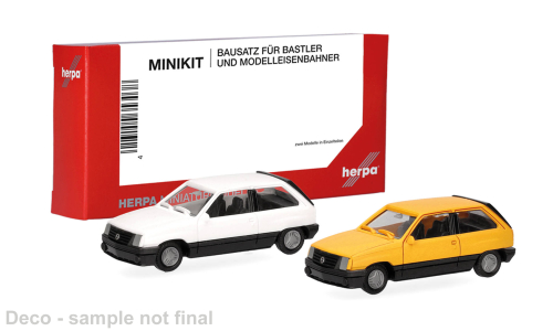 Opel 2er Set: Corsa weiss Herpa MiniKit 1:87