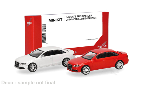 Audi 2er Set: A4 weiss Herpa MiniKit 1:87